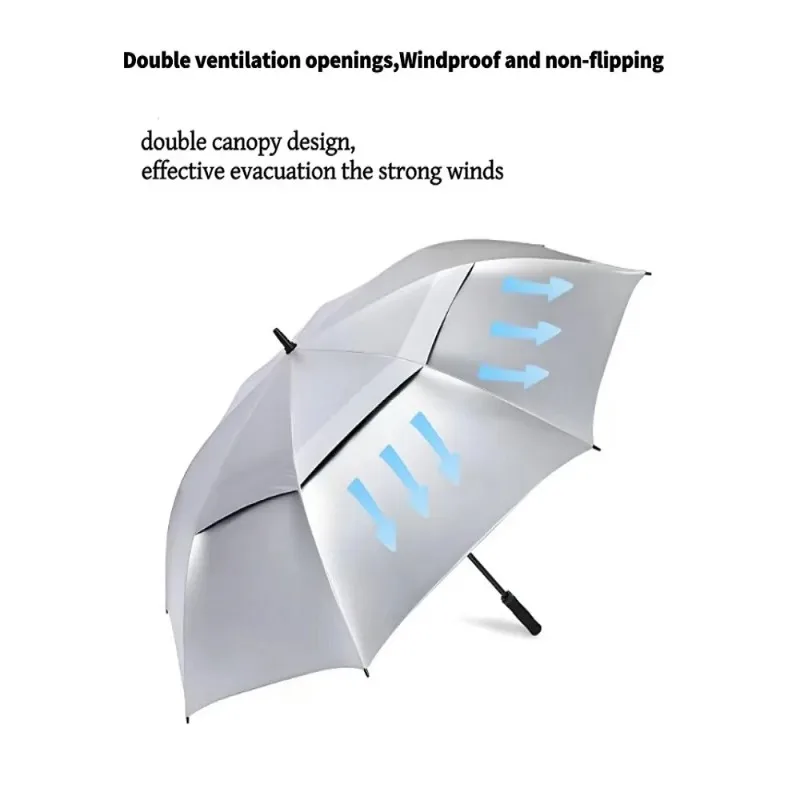 Automatic Ultra-Large Umbrella 180cm Titanium-Silver Coating Anti-Ultraviolet Sun Umbrella Large Double Fiber Golf Umbrella