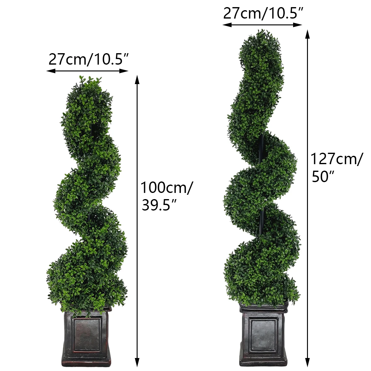 Imagem -03 - Grandes Plantas de Árvore Espiral Artificial Buxo Topiary Bonsai Decoração de Plantas do Pátio Varanda em Vaso Decoração Home ao ar Livre 100 cm 130cm