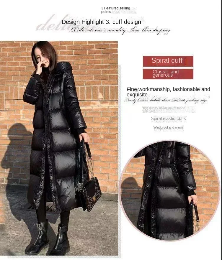 2023 Winter Black Women Hooded Parkas X-long Jackets Casual Thick Warm Windproof Coat Female Outwear Streetwear Oversize 4XL