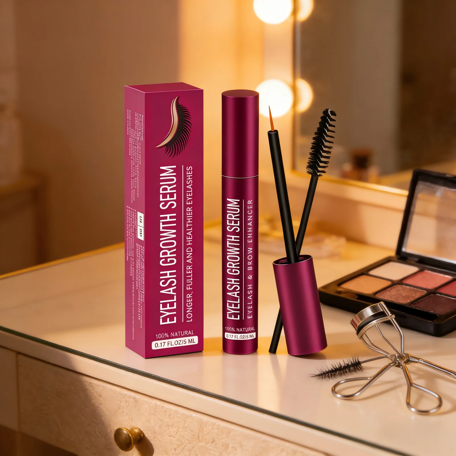 Suero Profesional para el Crecimiento de Pestañas, Fortalecedor Natural de Pestañas, Humectante para Pestañas Más Gruesas, Potenciador de Pestañas, Suero Alargador de Pestañas