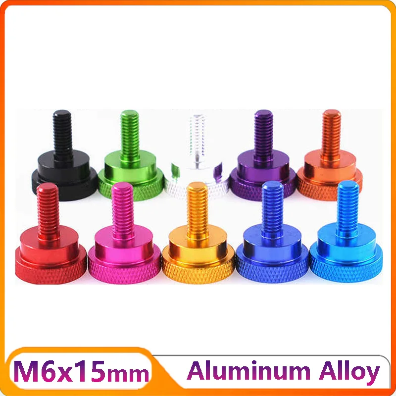 

5Pcs Colorful Hand Thumb Screw M6 L 15mm Aluminum Alloy Anodized Steps Knurled Anti-slip Hand Grip Knob Bolts DIY Modification