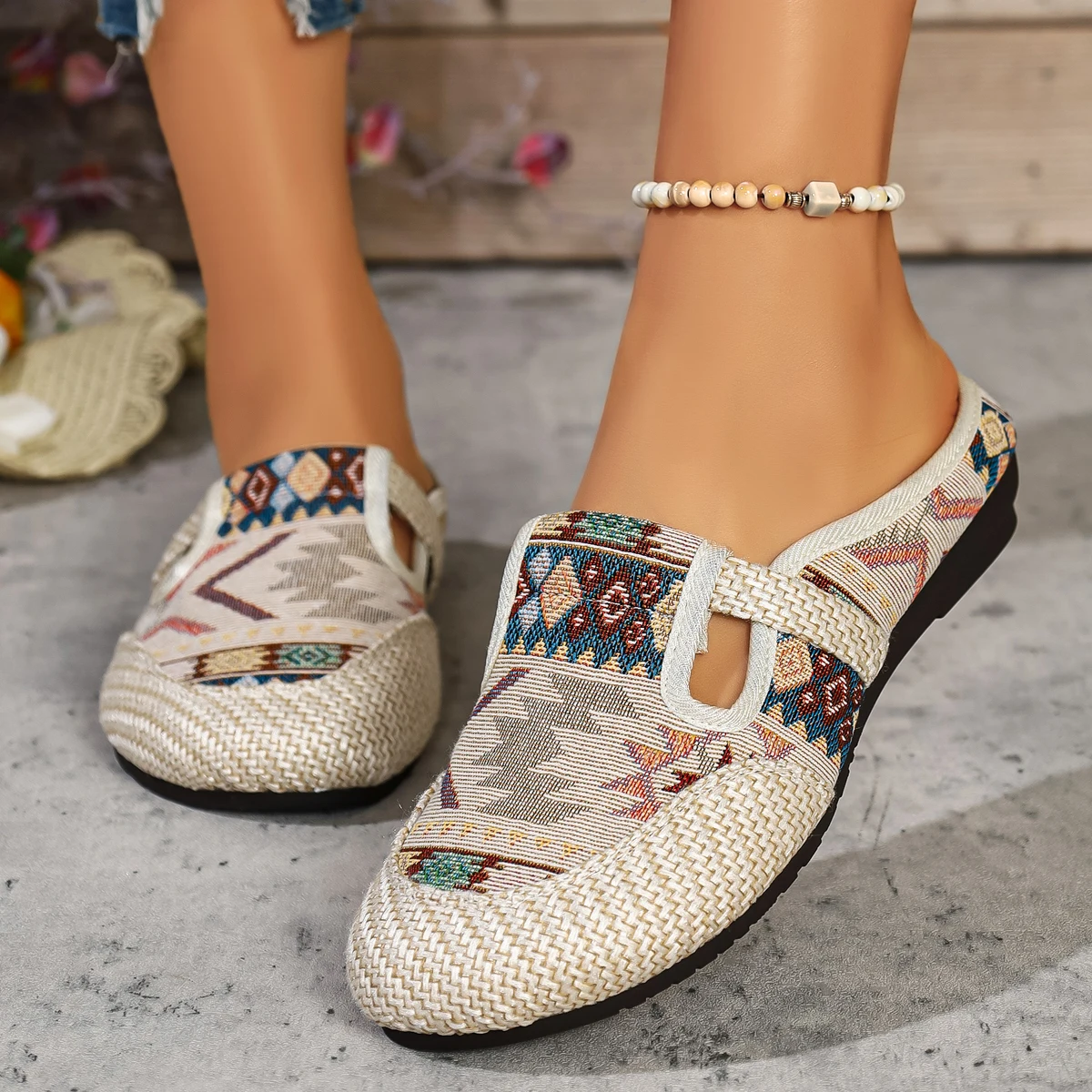 Ethnische bestickte Schuhe: Neue atmungsaktive Leinen-Halbslipper für Damen mit weichen Sohlen – Damen-Stoffschuhe für den Einzelfuß – Detail 16