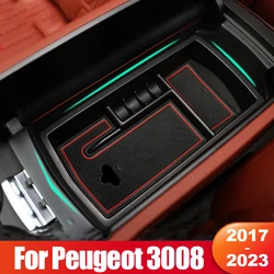 For Peugeot 3008 GT 2017 2018 2019 2020 2021 2022 2023 3008GT Hybrid Car Central Armrest Storage Box Organizer Tray Accessories