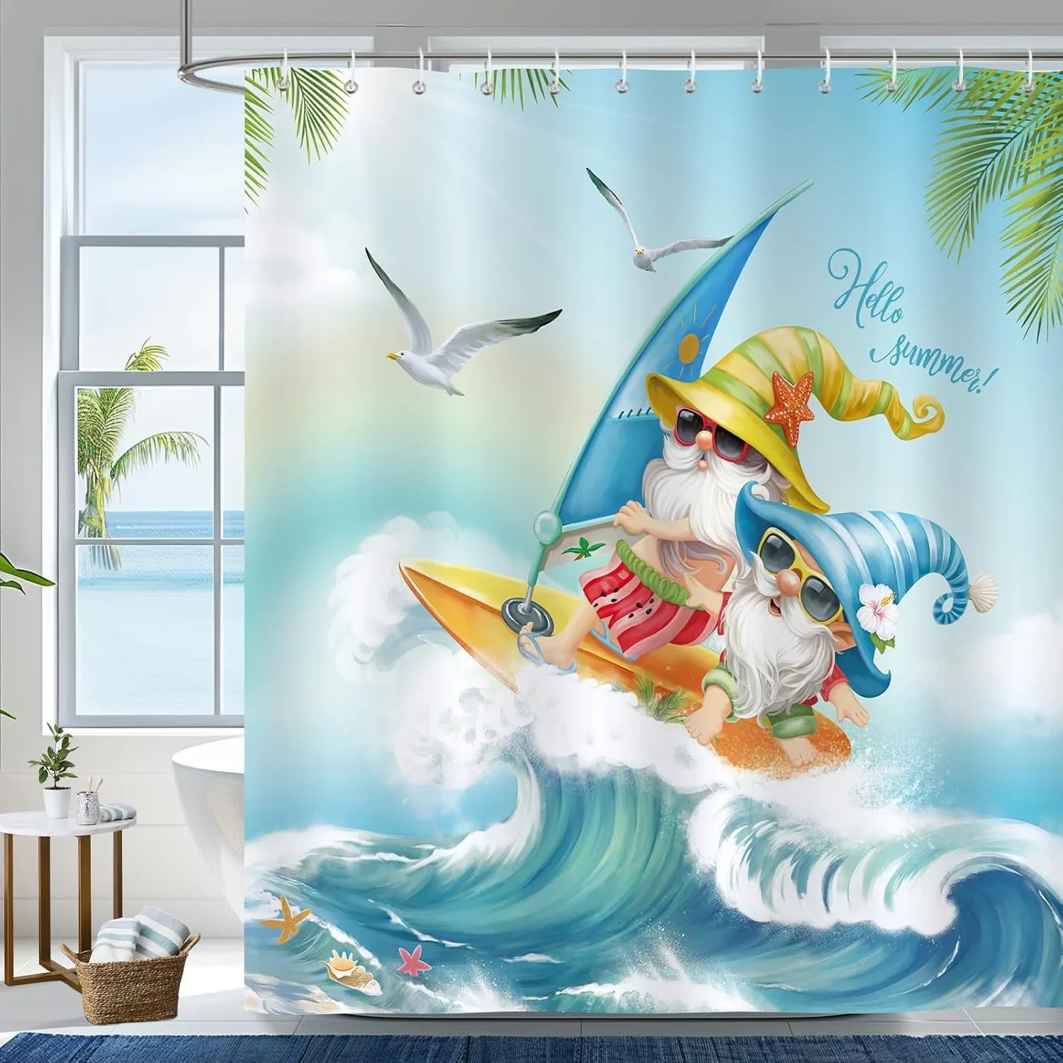 

Занавеска для душа с рисунком океана для серфинга, моющаяся грязеотталкивающая насадка для душа, водонепроницаемая полиэстеровая занавеска для ванны для домашнего декора
