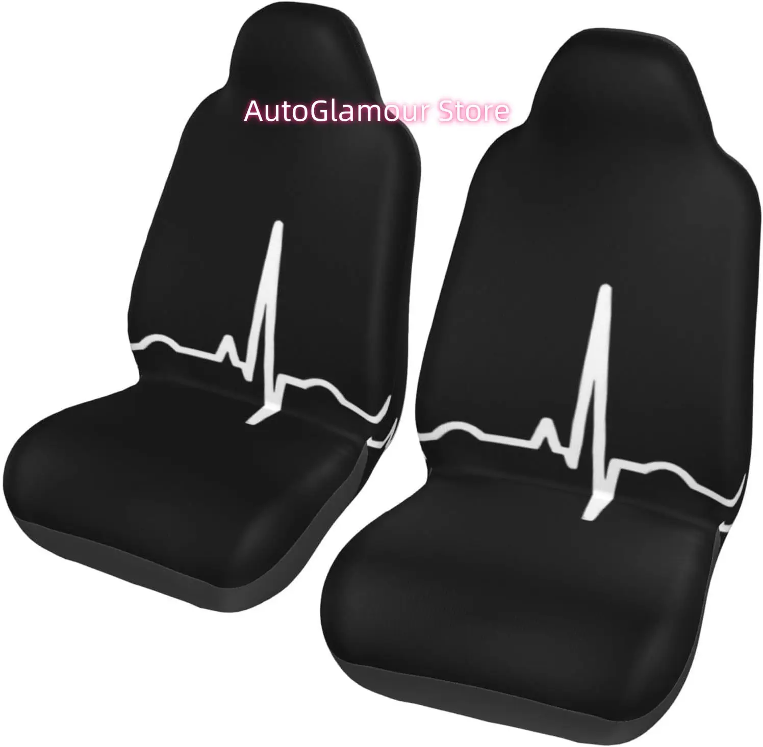 CHD Heartbeat Pair 2-Piece   Seat Cover Complete Set - Elastic Seat Protection Cover for Cars, Trucks, Suvs, and Tr
