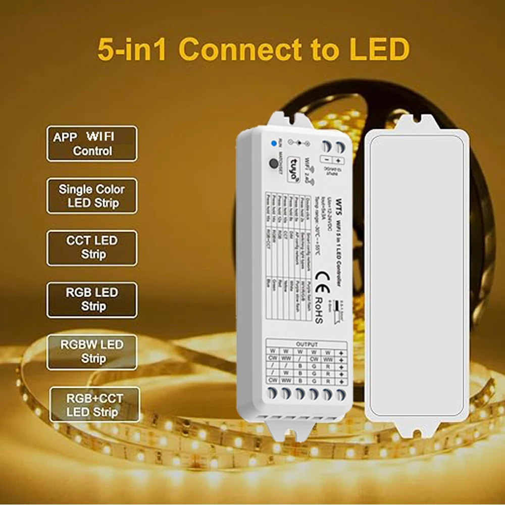 Tuya WIFI RF Smart LED Controller KIT Alexa Voice APP Smart Control RF 4 Zone RF Remote Controller per illuminazione interna a strisce LED