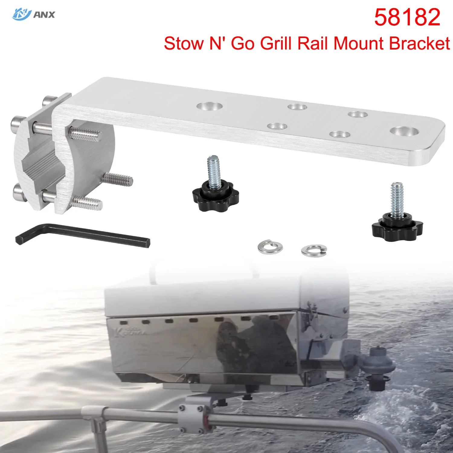 

58182 Stow N' Go кронштейн для крепления на направляющей гриля для Kuma Grill RV для кемпинга в/подвесном состоянии от 7/8 до 1-1/4 дюйма круглые/квадратные горизонтальные перила