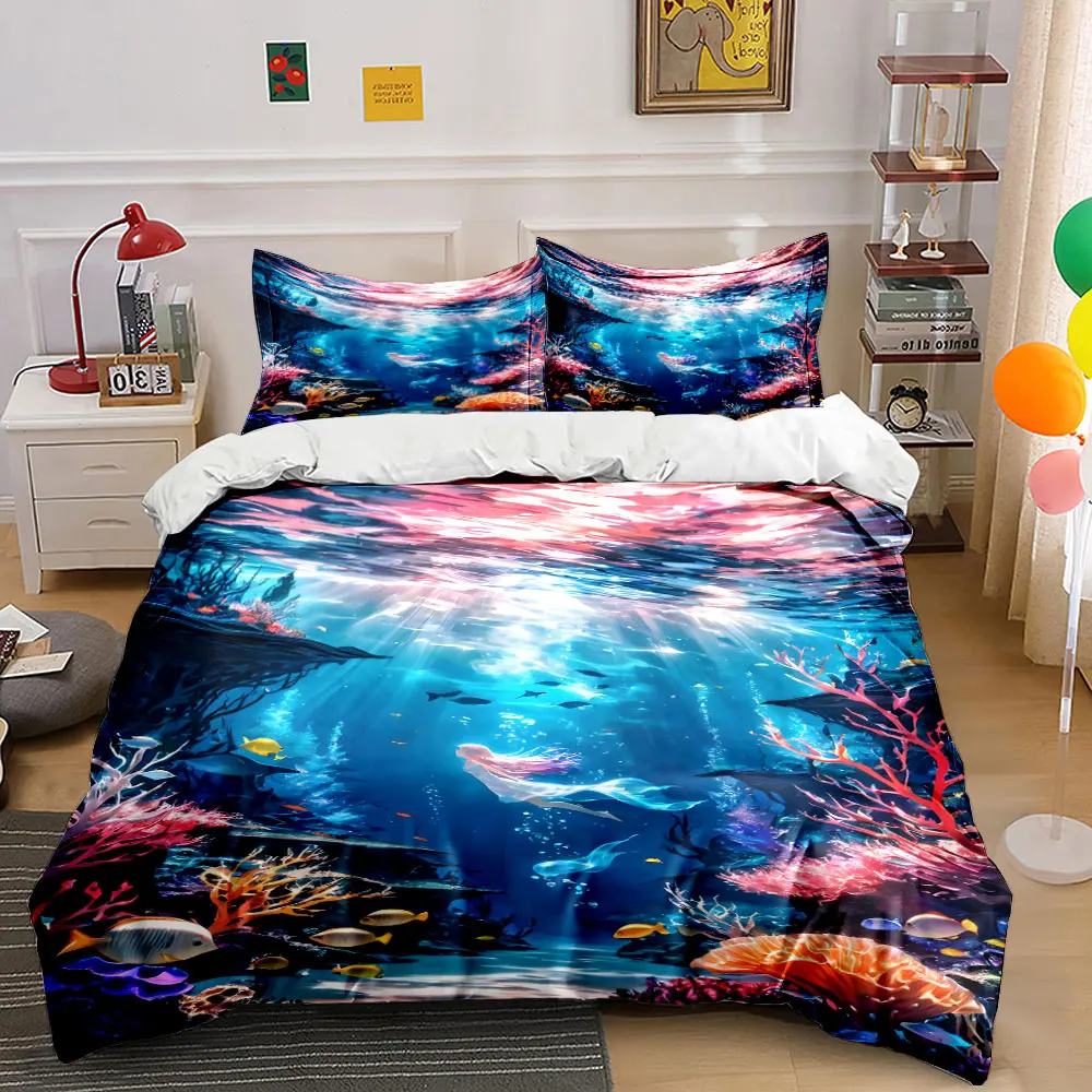 Enchanting underwater world with vibrant colors Duvet Cover Set with 3D Printing Design Soft Polyester Bedding Set Luxury gifts