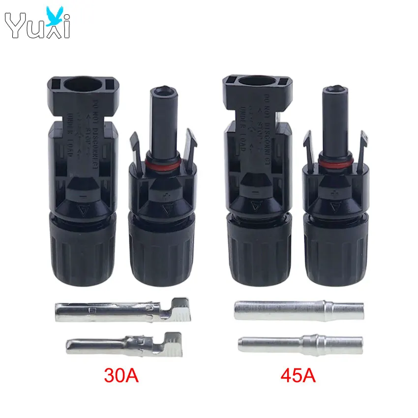 YuXi 1/2 Sets 1000V 30A 45A Solar-Photovoltaik-Steckverbinder Männlich Weiblich Solarpanel MC-4 Wasserdichter Stecker PV-Module