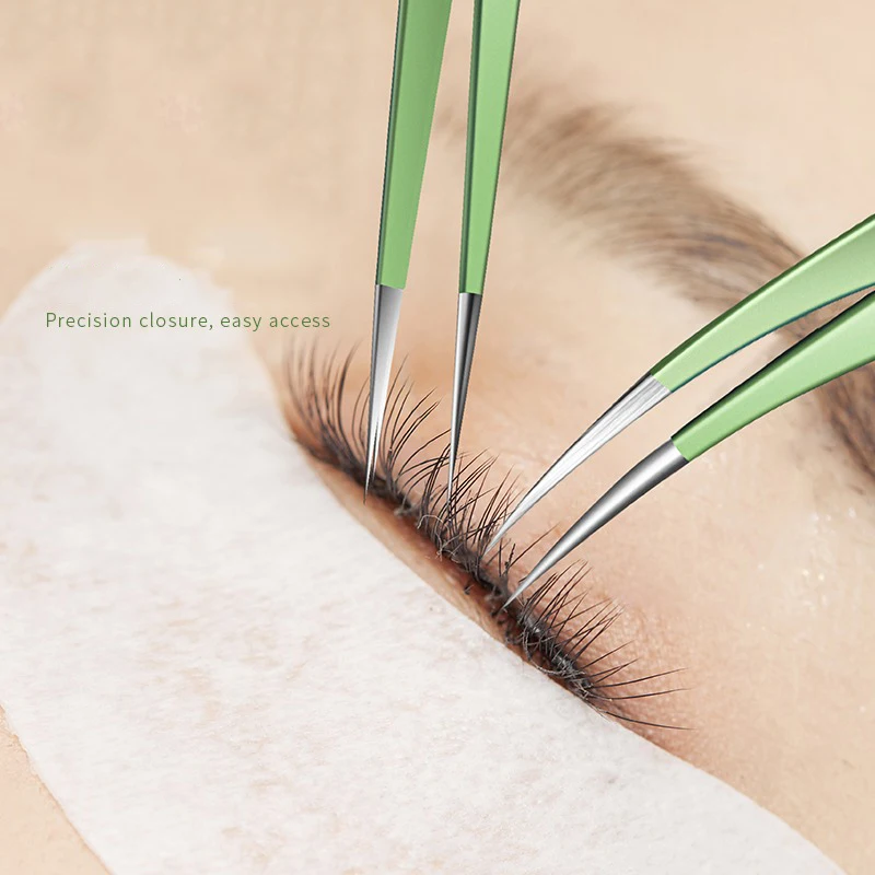 ملقط الرموش تطعيم وصق مقاطع الرموش المزيفة، مشابك ريش ذهبية عالية الدقة، مصممة خصيصًا لمصففي الشعر #2