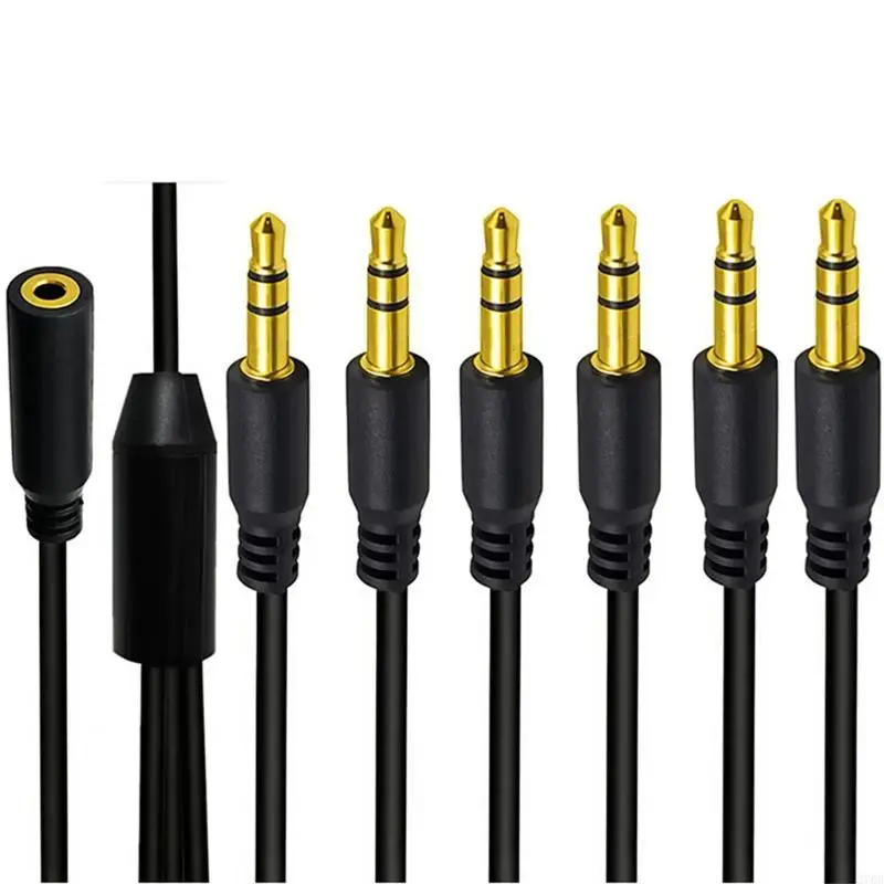 Compactly 3.5mm Stereo Audios Splitter Cable Gold Plated 3.5mm Plugs Coppers Cores for Multiple Device Connection Speakers