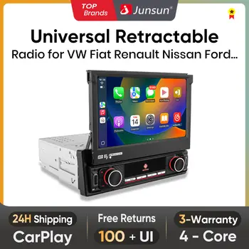Junsun 7吋觸控螢幕1din通用手動自動伸縮車載音響收音機無線CarPlay相容蘋果安卓車載WiFi 12 最佳銷售 CarPlay Junsun - №11