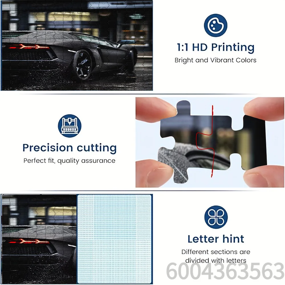 Black Sports Car Paper Jigsaw Puzzle High Definition Printed Paper Puzzle For Home Wall Art Decor DIY Interactive Game Toy Gift