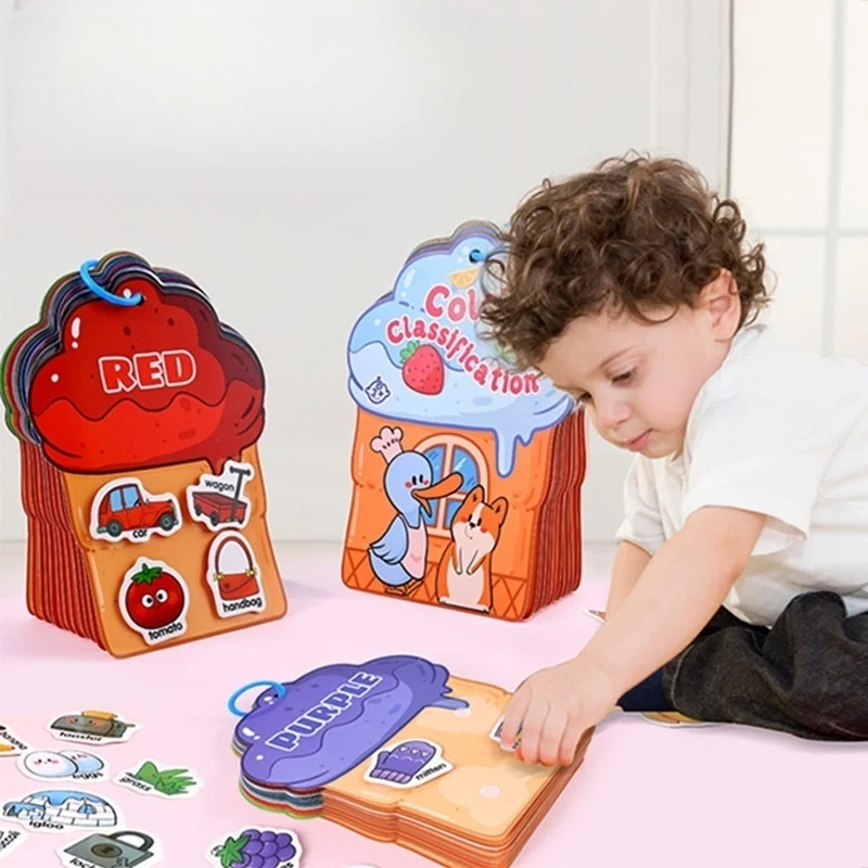 لون شكل كلمة استكشاف كتاب مشغول الأطفال للطي كتاب رقمي متعة الاطفال التنوير التعرف على الألوان الحسية اللعب #6