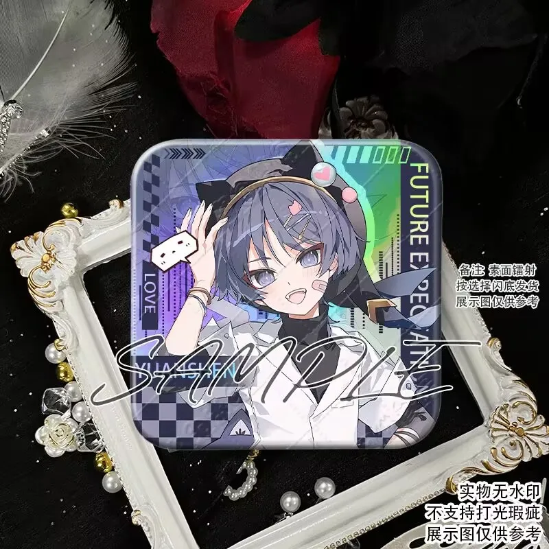 Baji 'Scattered Soldier, Funina, Zhongli, Dada Arya' 2D 주변기기 더블 플래시 레이저 사각형 배지 무료 브로치