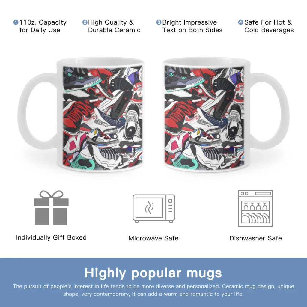 Abstract-Sneakers-Shoes-Graffiti-Free shipping Ceramic Cup Coffee Oatmeal Breakfast Cup Creative Personality Mug