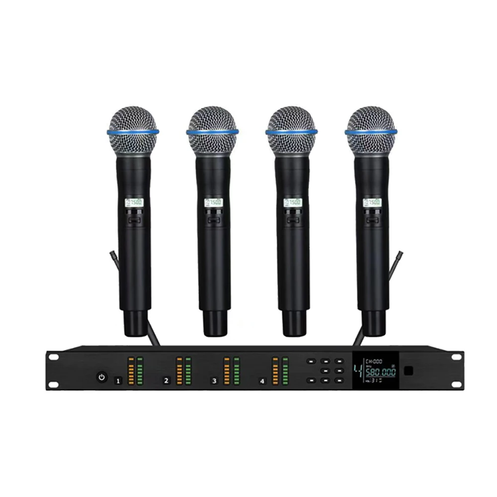 High-Technology AD4Q Digital Wireless Microphone System 4 BodyPack 4 Beta58 KSM9 Handheld Stage Karaoke Singing 4 Channel