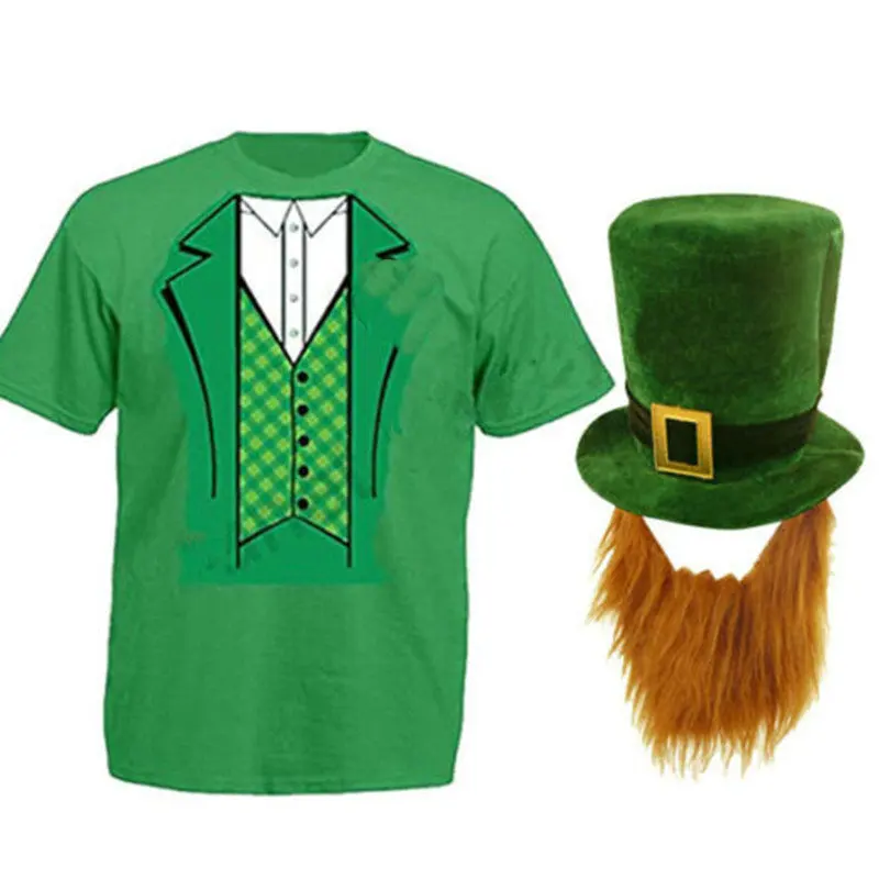 ไอริชสามีซึ่งภรรยามีชู้เทศกาลเวทีเครื่องแต่งกาย Patrick 'S Day แขนสั้นเสื้อยืดสีเขียวหมวกเทศกาลหมวกแขนสั้น Stage เครื่องแต่งกาย