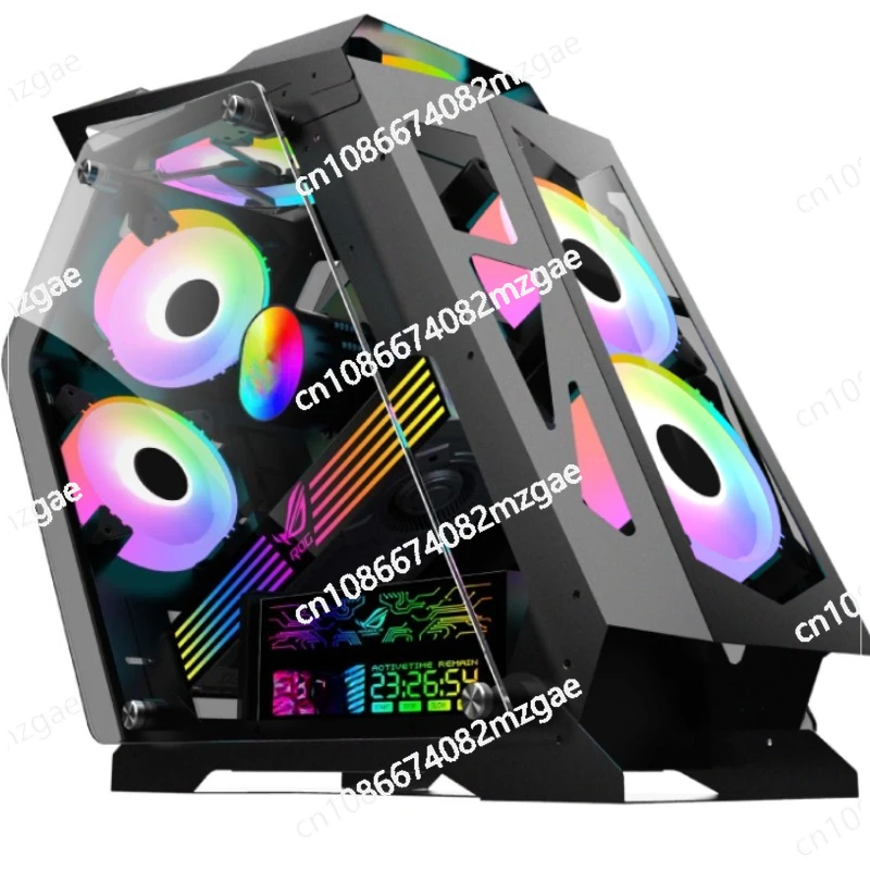 High end gaming computer case with built-in LED panel and fan for optimal heat dissipation