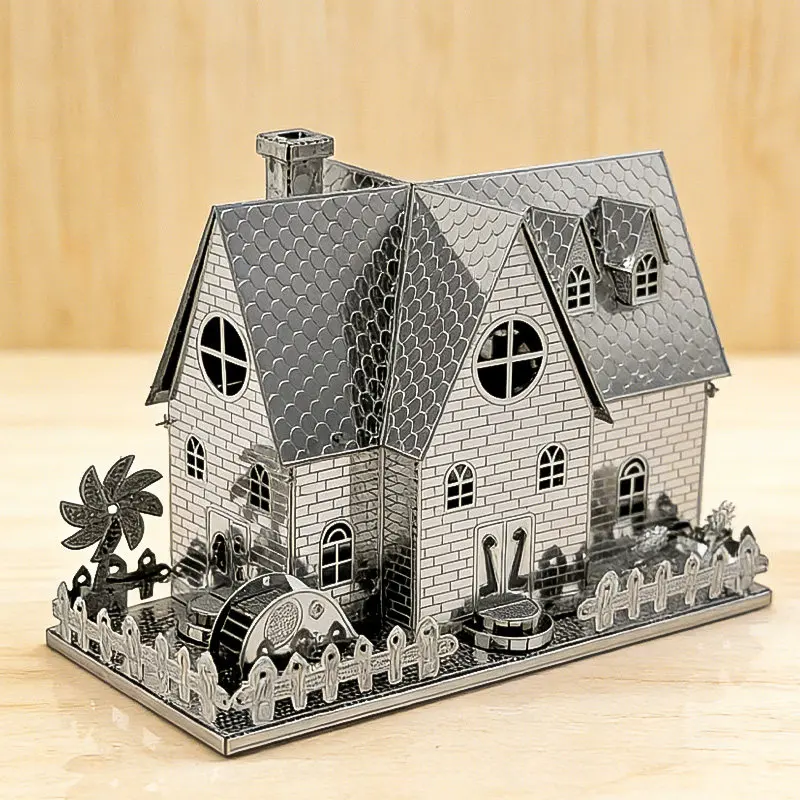 New 3D Metal Puzzle Sunflower Kindergarten Architecture Assembly Model DIY Handmade Jigsaw Puzzle Toys Ornament
