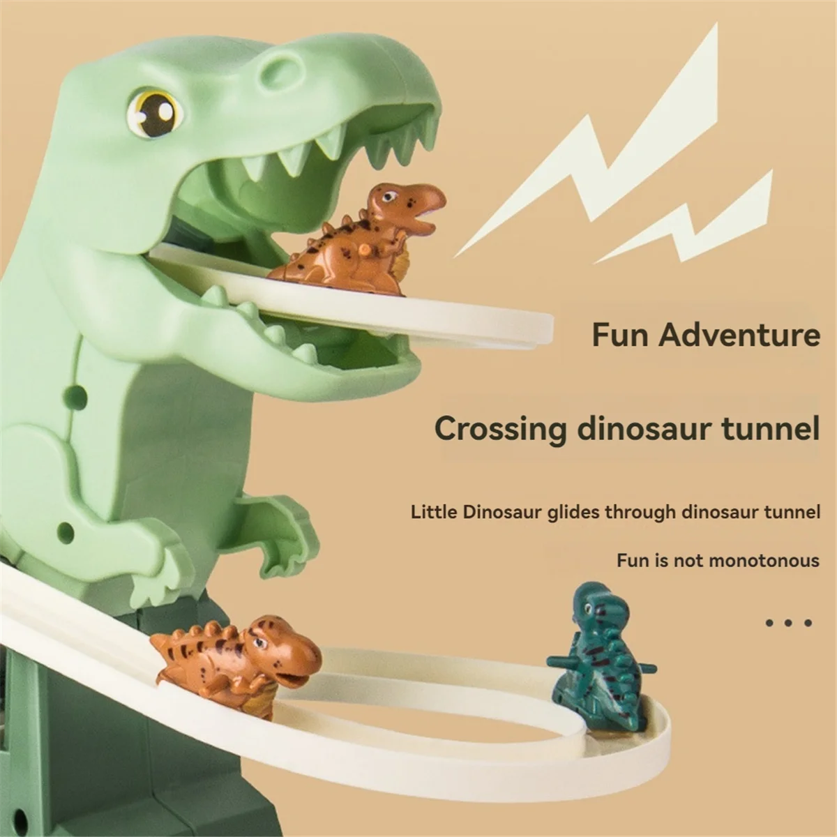 AM-Dynamic Rotating Dinosaur Adventure Slide Climbing Stairs Children'S Educational Electric Track Toy
