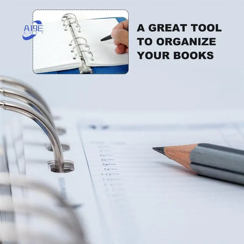 A19E-B5 9-Hole Ring Binder Mechanisms, 4 Set Binder Spine Replacement For Binder Planners,2Cm, Silver