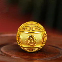 Round Gold Color Spacer Loose Copper Wealth Lucky Beads For Jewelry Making DIY Bracelet Necklace For Woman Keychain Accessories