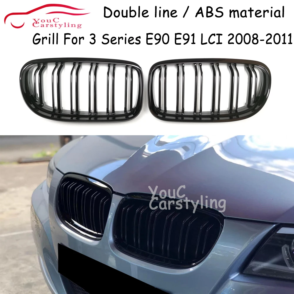 E90 LCI Gloss Black Replacement Front Grill For BMW E90 E91 3 Series Sedan Wagon 320i 325i 328i 330i 335i 2008-2011