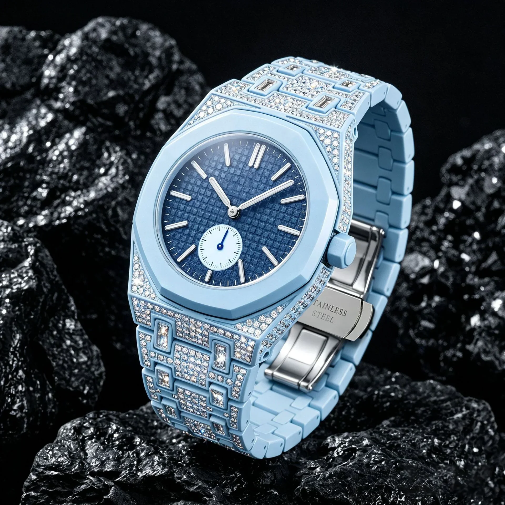 Diamond Metal Inlaid Zinc Alloy Strap for Swatch X AP Royal Pop Pocket Diamond Modification Kit Bracelet Wristband Accessories