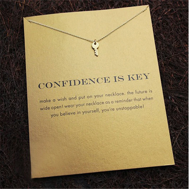 Fashion Confidence Gold Color Key Pendant Necklaces Wish Gift Women Simple Clavicle Chain Choker Birthday