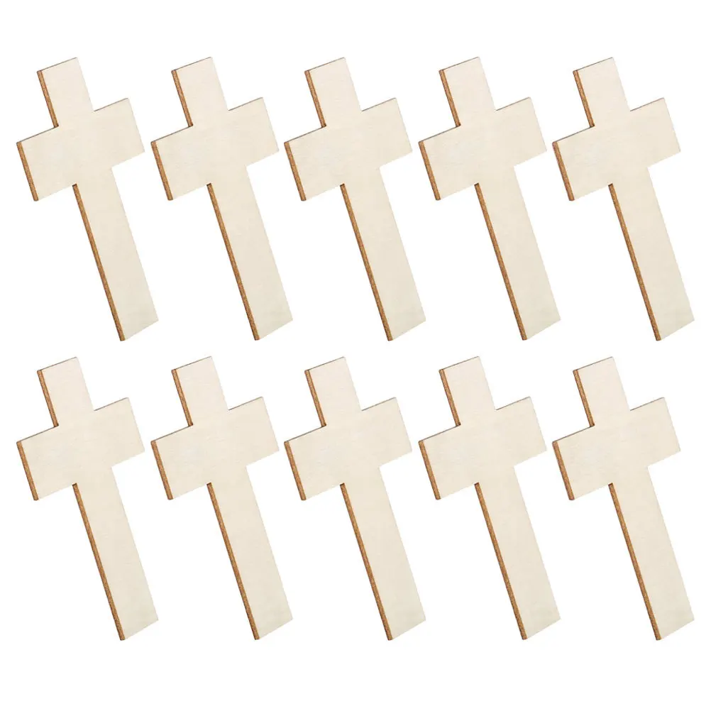

10Pcs Wooden Cross Shaped Blocks for DIY Crafts Natural Wood Pieces Sturdy Surface Ideal for Painting Staining Home Decor