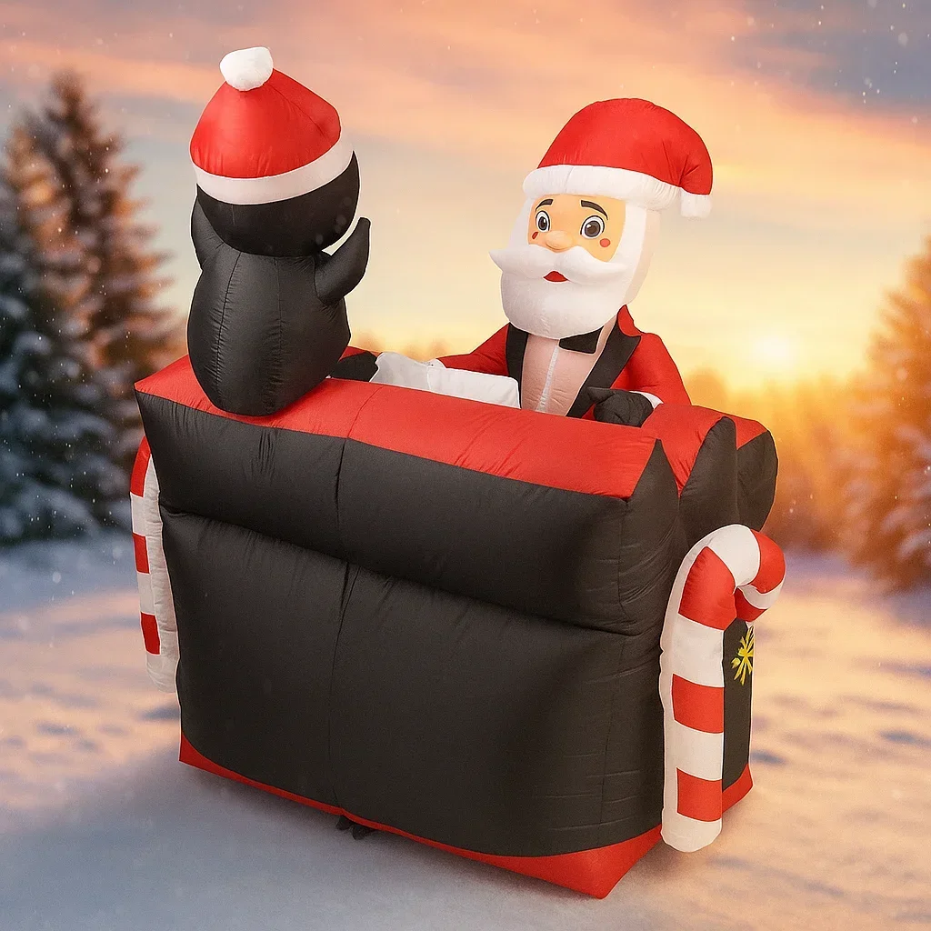 4,92 фута надувная игрушка Санта-Апиано Пингвин со светодиодной подсветкой Праздничные подарки Рождественские украшения для двора Рождественские принадлежности Домашний орнамент