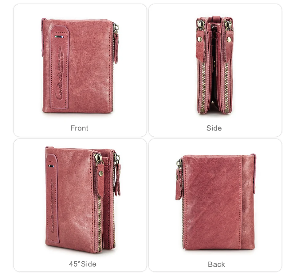 CONTACT'S Damen-Geldbörse aus Echtleder, zweifach faltbar, im Vintage-Stil, mit Münzfach und Kartenfächern – Detail 37