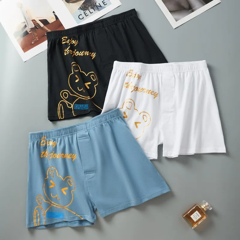 3Pack Mens Underwear Cotton Aro Pants Loose Trendy Boxershorts Men Comfortable Pajama Pants Printed Cartoon Mentrual Panties