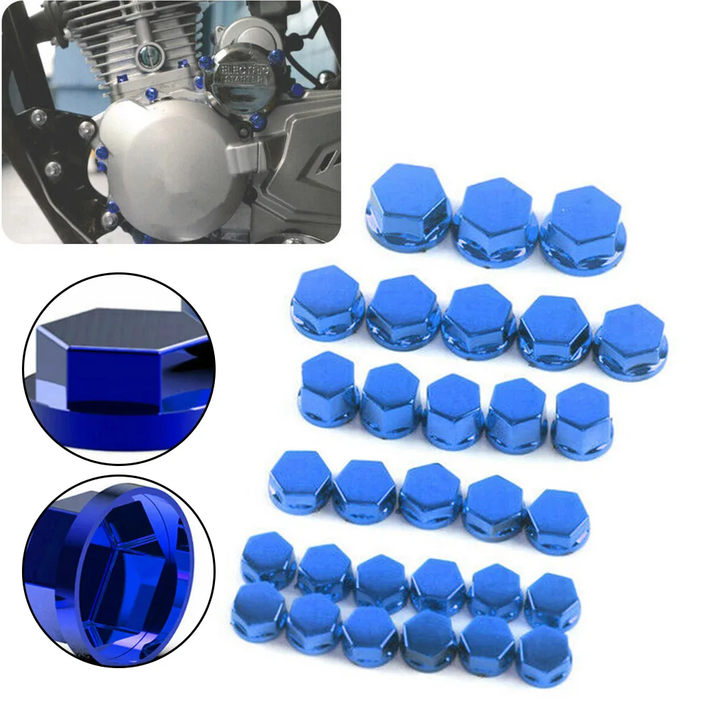 30Pc Motorcycle Screw Nut Bolt Cap Covers Accessories For Honda Plastic Plating Blue Stable  30Pc Motorcycle Screw