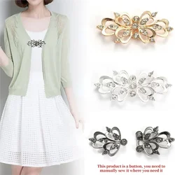 1Pair Sweater Crystal Pin Cardigan Clips Accessories Jewelry Rhinestone Buttons Alloy Buckle Collar