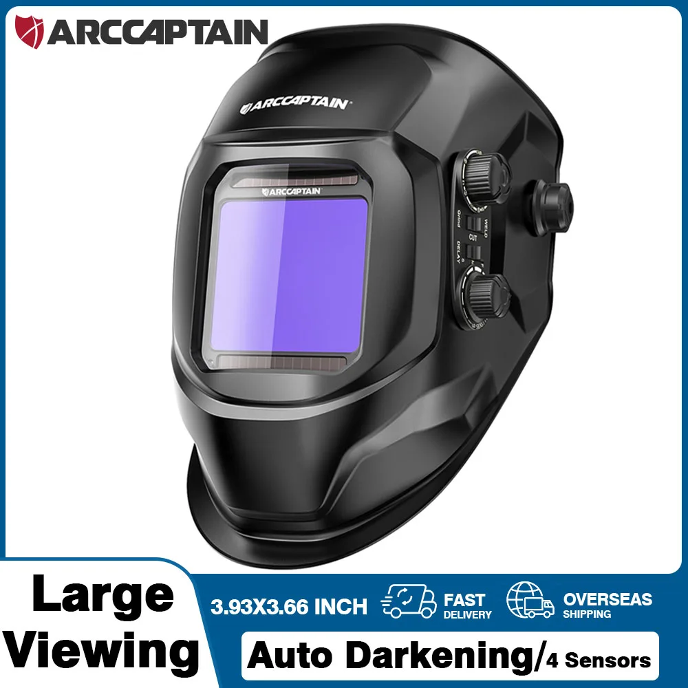 ARCCAPTAIN หมวกกันน็อกเชื่อม Auto Darkening หน้ากากเชื่อม 4 เซ็นเซอร์ Solar Cell สําหรับ TIG MIG ARC เครื่องเชื่อมрома