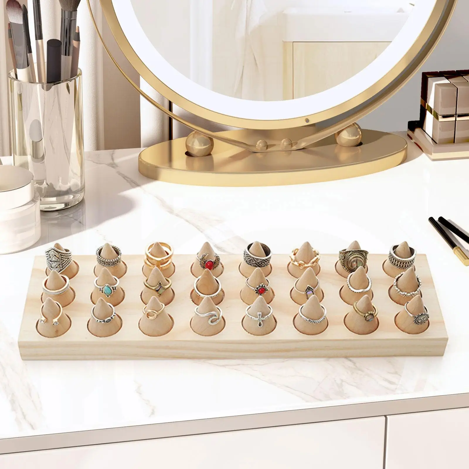 

Ring Stand Decorative Wooden Ring Holder for Tabletop Bedroom Selling Retail