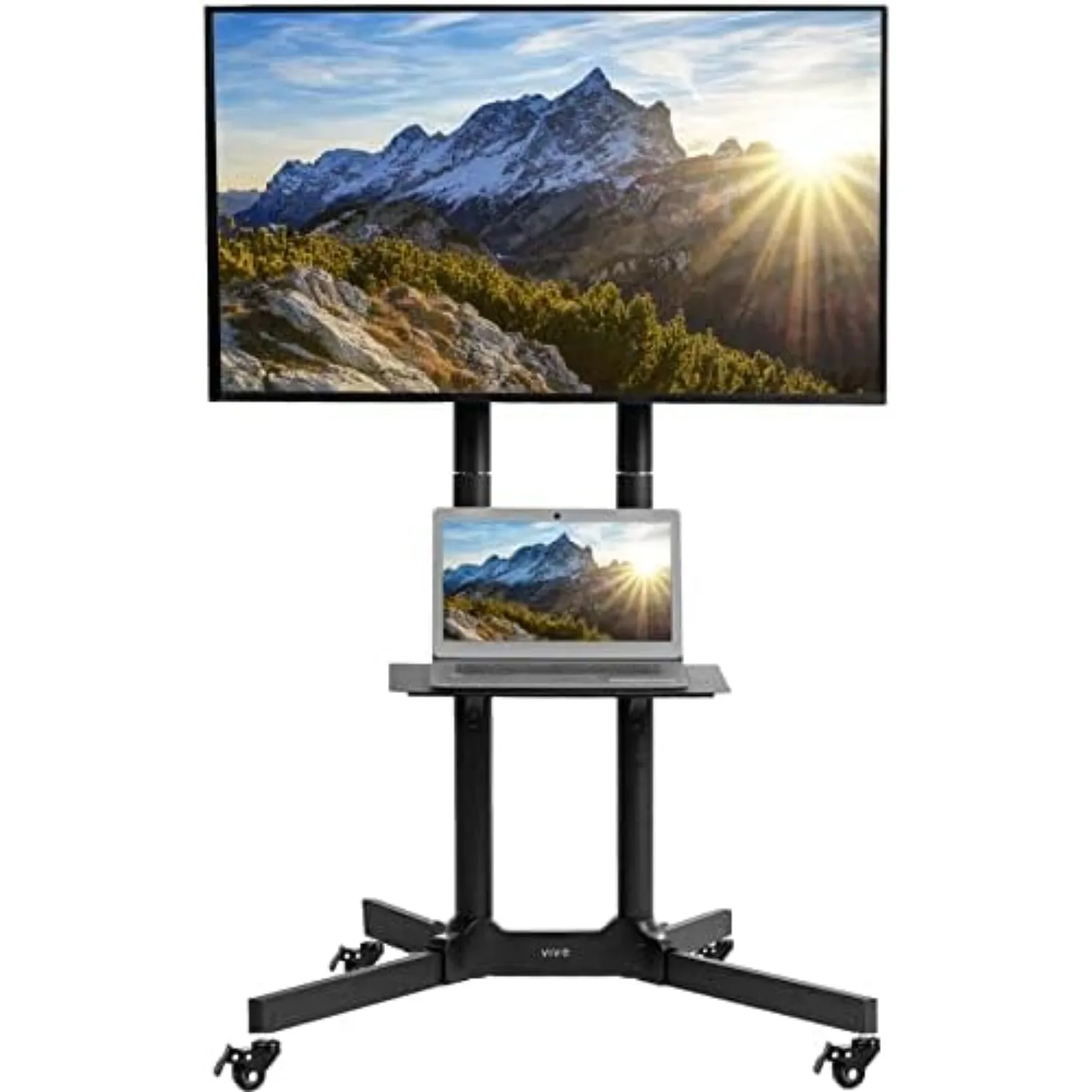Mobile TV Cart for 32 to 83 inch Screens up to 110 lbs, LCD LED OLED 4K Smart Flat and Curved Panels, Rolling Stand