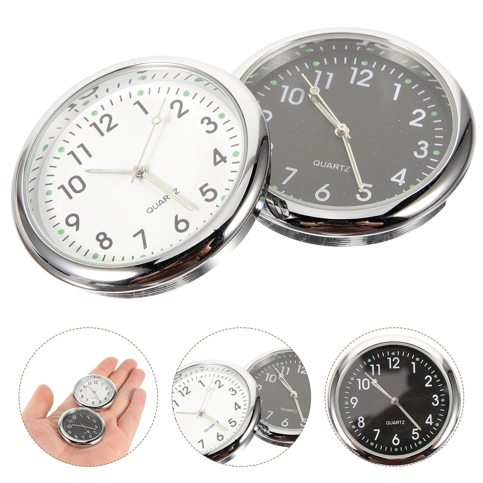

2Pcs Fluorescent Sticker Clock for Car Luminous Pointer Dashboard Timepiece Easy Install Auto Clock Dark Visibility