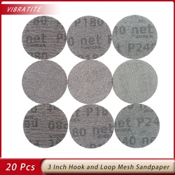 20Pcs Mrika 3 Inch 75mm Mesh Sandpaper Hook&Loop Sanding Disc Dust Free Sharp Grinding  For Drywall Wood Sanding