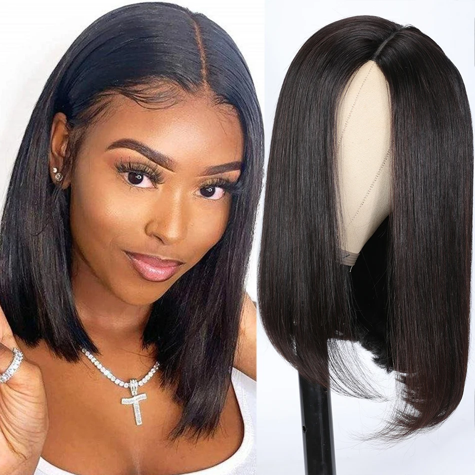 

Unice Hair V Part Wig Human Hair Short Bob Wigs Real Scalp No Lace No Leave Out Glueless Bob Wig for Women