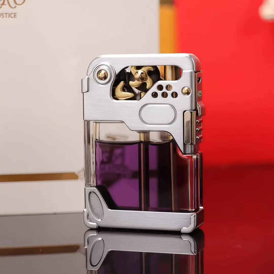 Zorro transparent fuel tank mechanical oil discharge, one-button ignition lighter metal appearance high-end men's gift