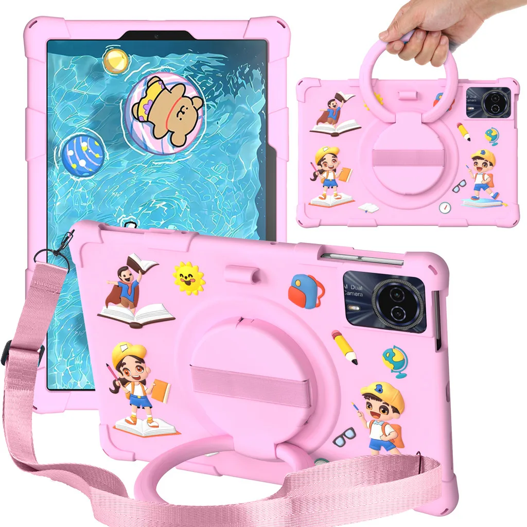 

Rotating Stand Kids Cartoon Cover For Huawei Matepad SE 11 AGS6-W09 MatePad 11 Air 11.5 S 2024 With Handle Grip Shoulder Strap