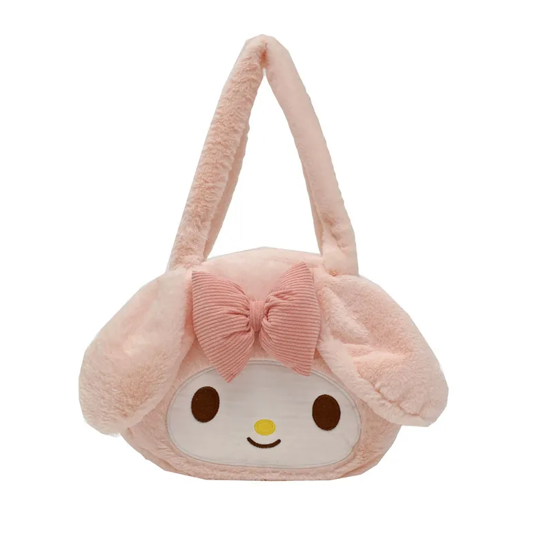 MINISO My Melody Kuromi Cinnamoroll Kawaii Cute Anime Cartoon Peripheral Women\'s Plush Fashion Handbag Holiday Gift Wholesale