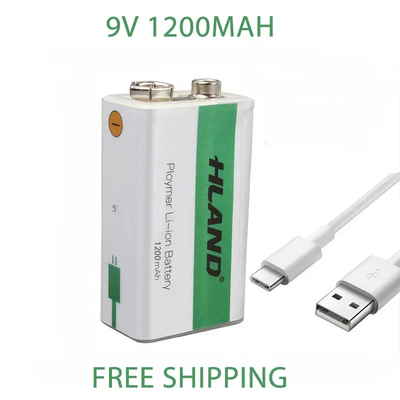 2024 new USB cycle charging battery 9V 1200mAH is suitable for camera and other series of electronic products+USB charging cable