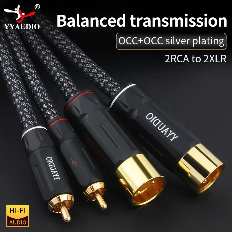 YYAUDIO 2 xlr żeński do 2 RCA męski kabel Hifi 3Pin XLR do wtyczka RCA przewód Audio Stereo mikrofon z głośnikiem wzmacniacz Mixe Wire