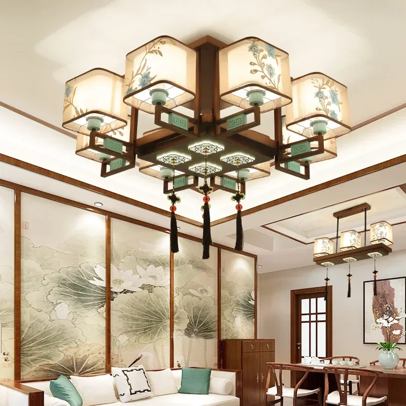 New Chinese ceiling lamp Living room lamp Rectangle simple atmosphere Round bedroom Dining room Study Chinese wind lamp