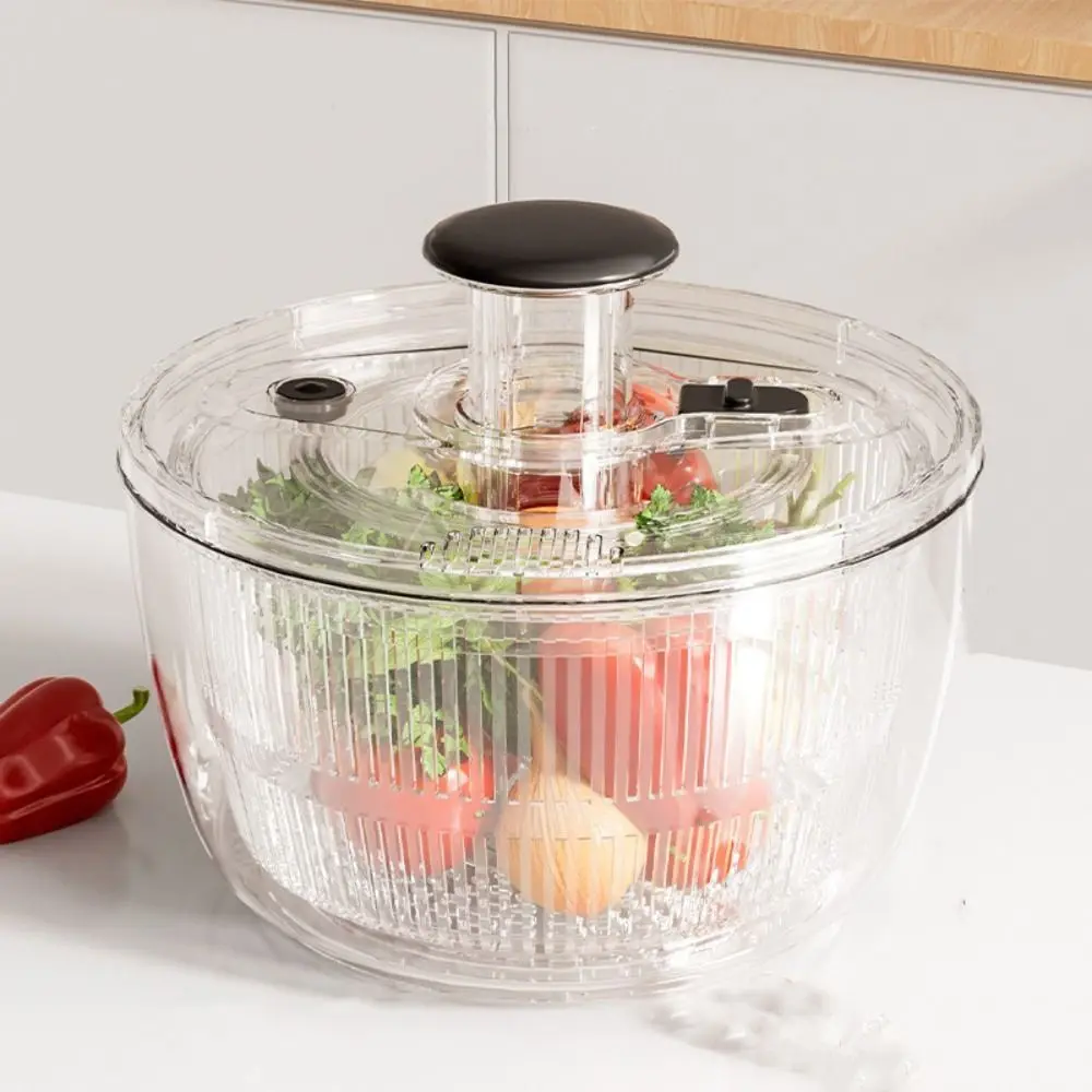 

Large Capacity Vegetable Dehydrator Rotating Quick Drainage Fruit Drain Basket Semi-automatic Salad Spinner Fruit Washing