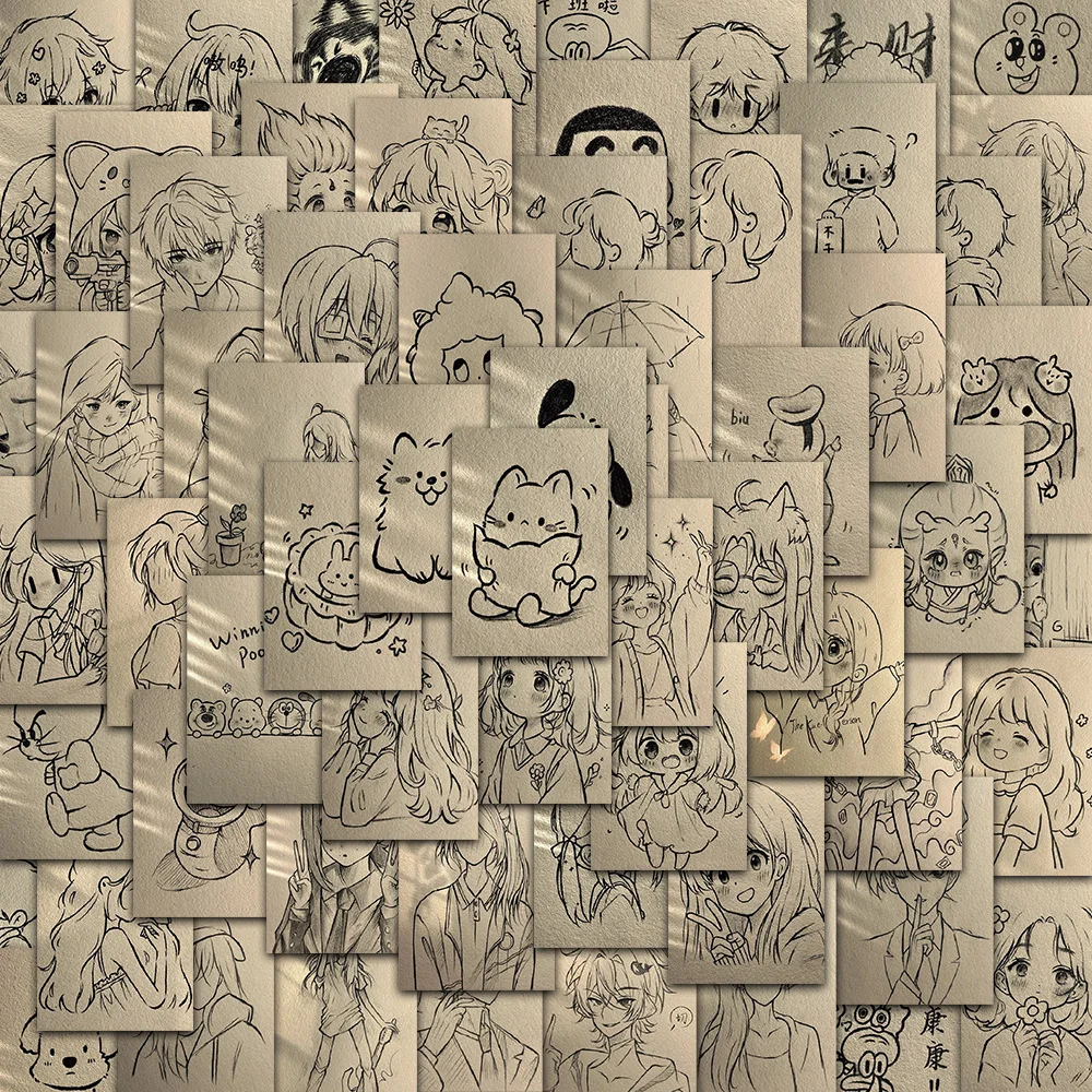 64 قطعة Q-نسخة رسم بسيط ملصقات الكتابة على الجدران الإبداعية سجل القصاصات الهاتف الغيتار سكيت دراجة جدار سطح المكتب الديكور